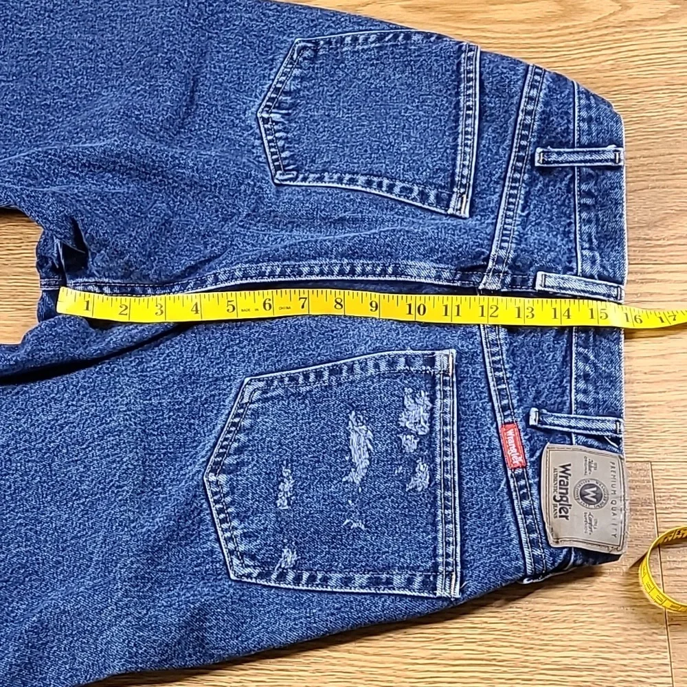 WRANGLER VINTAGE PREMIUM MENS STRAIGHT DISTRESSED LIKE NEWDENIM BLUE JEANS 36x31